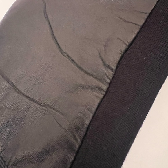 Statement Puffer Bomber Jacket Quilted Body Leather Sleeve Tiger Back Patch - Picture 7 of 16